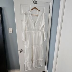 White Crochet accent dress